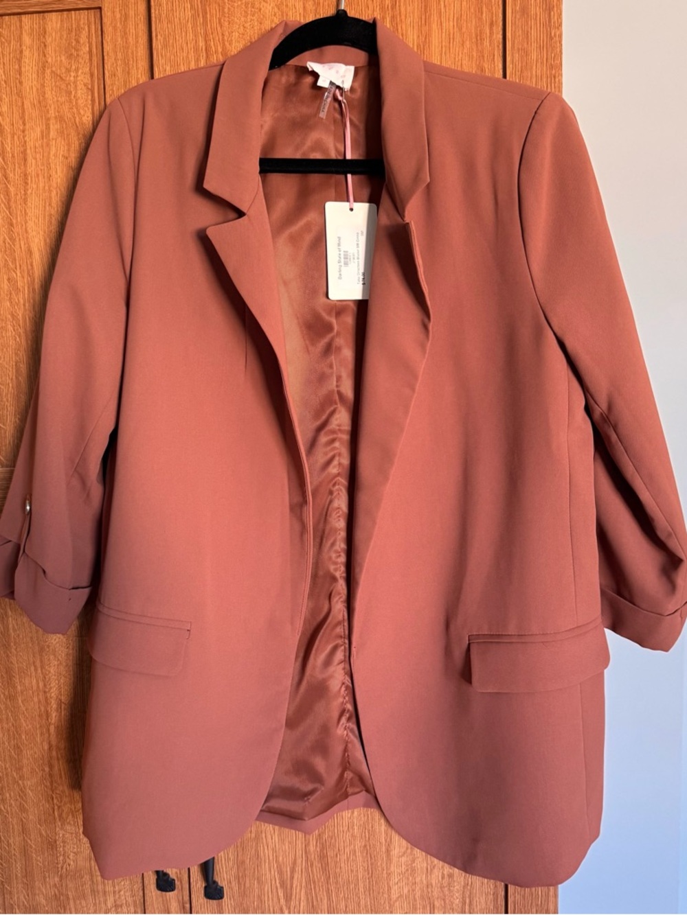 NEW! Entro Womens Dusty Rose Blazer Jacket - Cinnamon Rust Oversized fit
